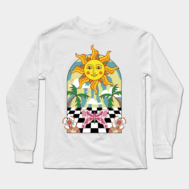 spirit sunshine enjoy butterfly palm flower Long Sleeve T-Shirt by Menzo